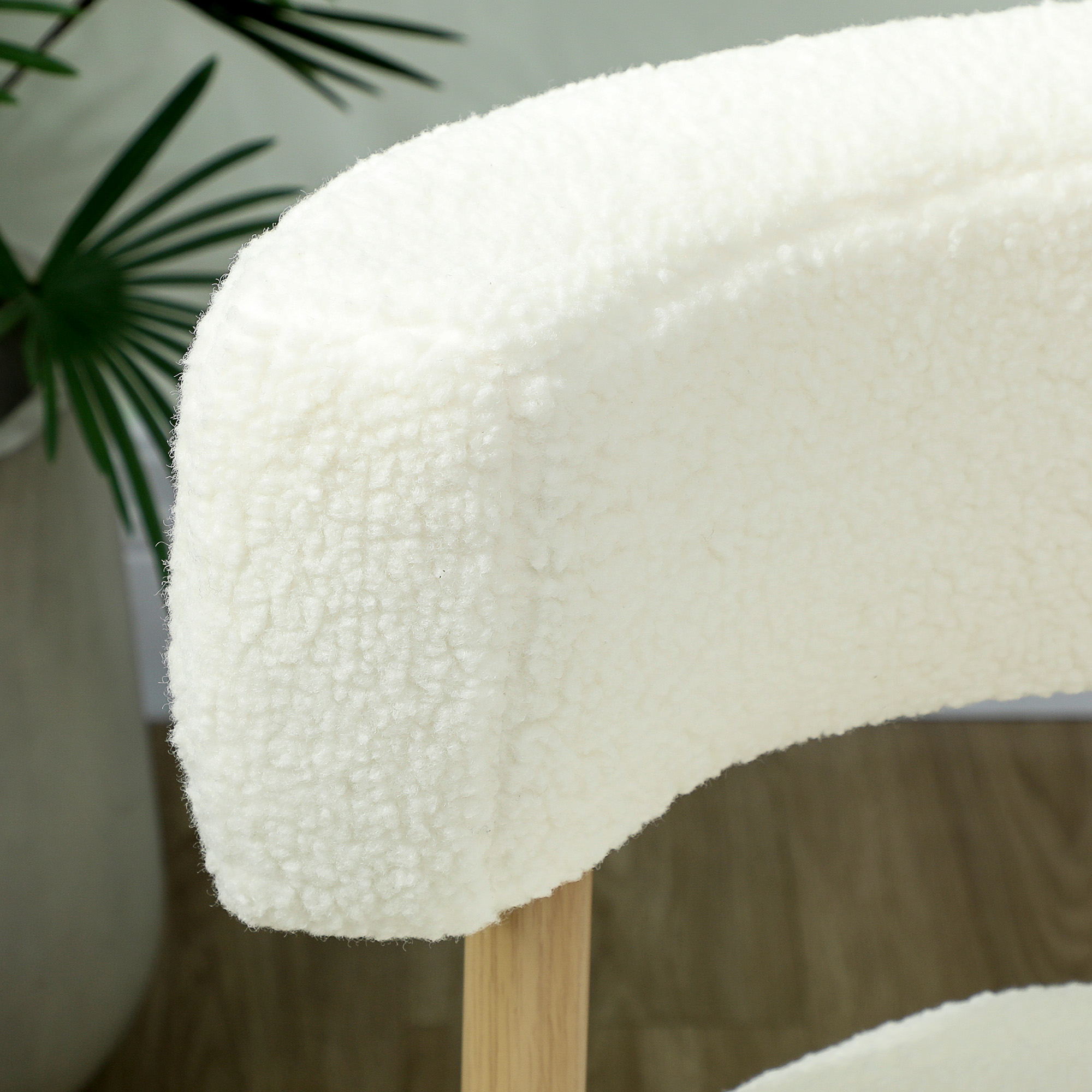 Sessel Loungesessel Relaxsessel mit Sherpa-Fleece, Metallbeinen in Holzoptik Polstersessel 67 x 67 x 71 cm Cremeweiß