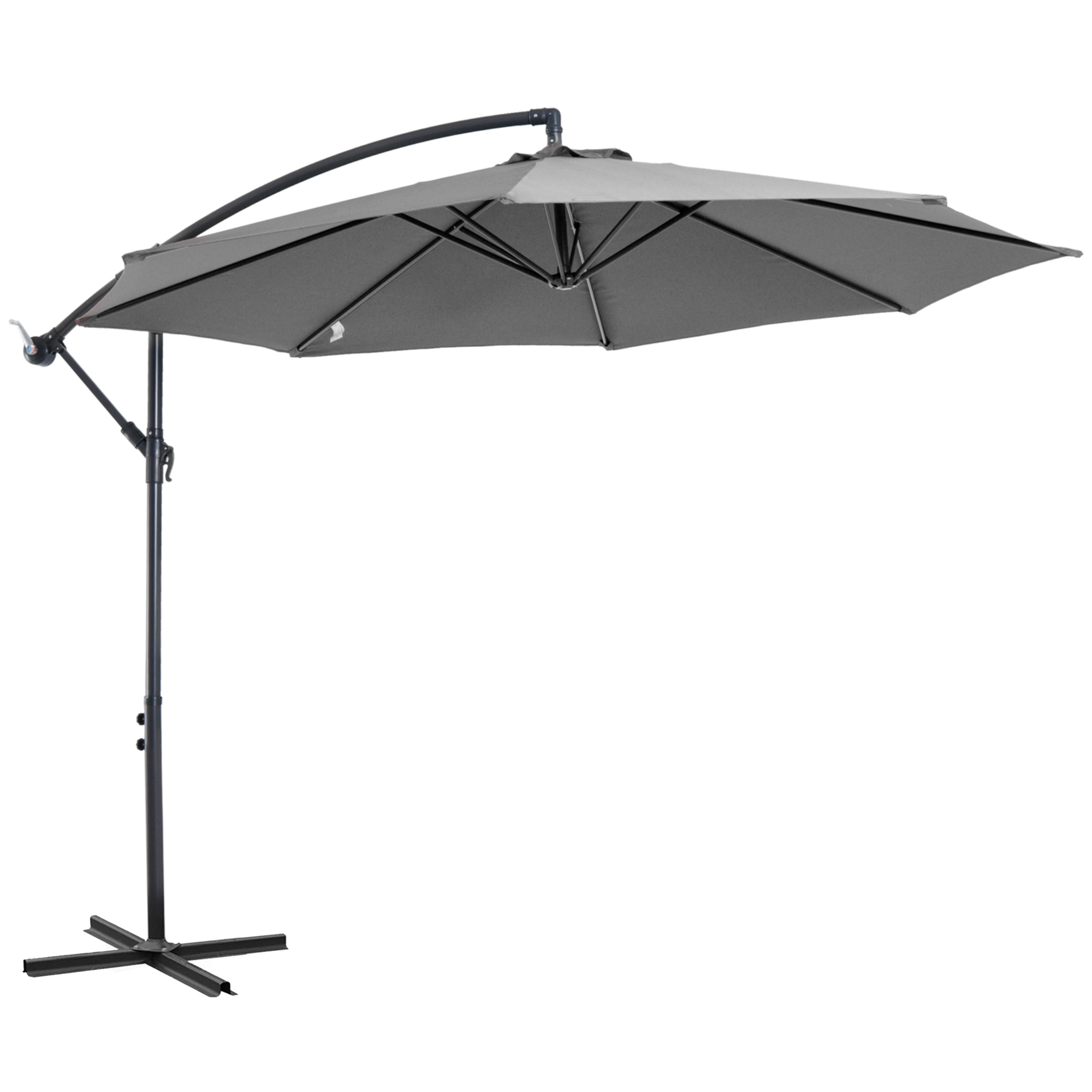 Sonnenschirm mit Handkurbel Wetterbeständig 2,95 m x 2,95 m x 2,45 m Polyester Stahl Schwarz Sonnenschirm mit Handkurbel Wetterbeständig 2,95 m x 2,95 m x 2,45 m Polyester Stahl Schwarz