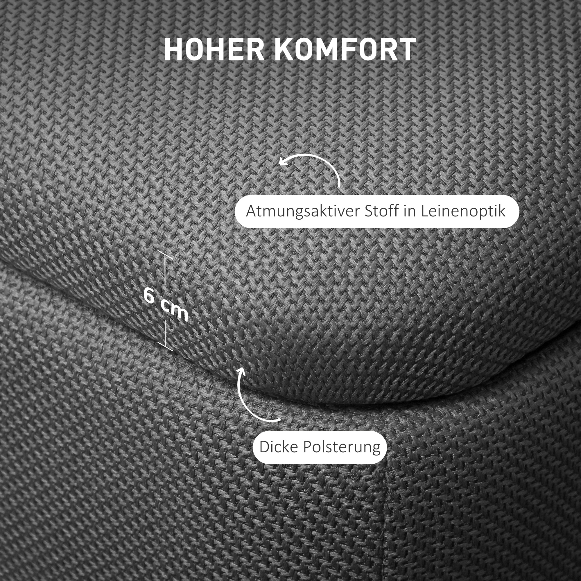 Hocker mit Stauraum, Sitzbank mit Schaumstoffpolsterung, Leinenimitat, 111 x 44 x 44,5 cm, Dunkelgrau