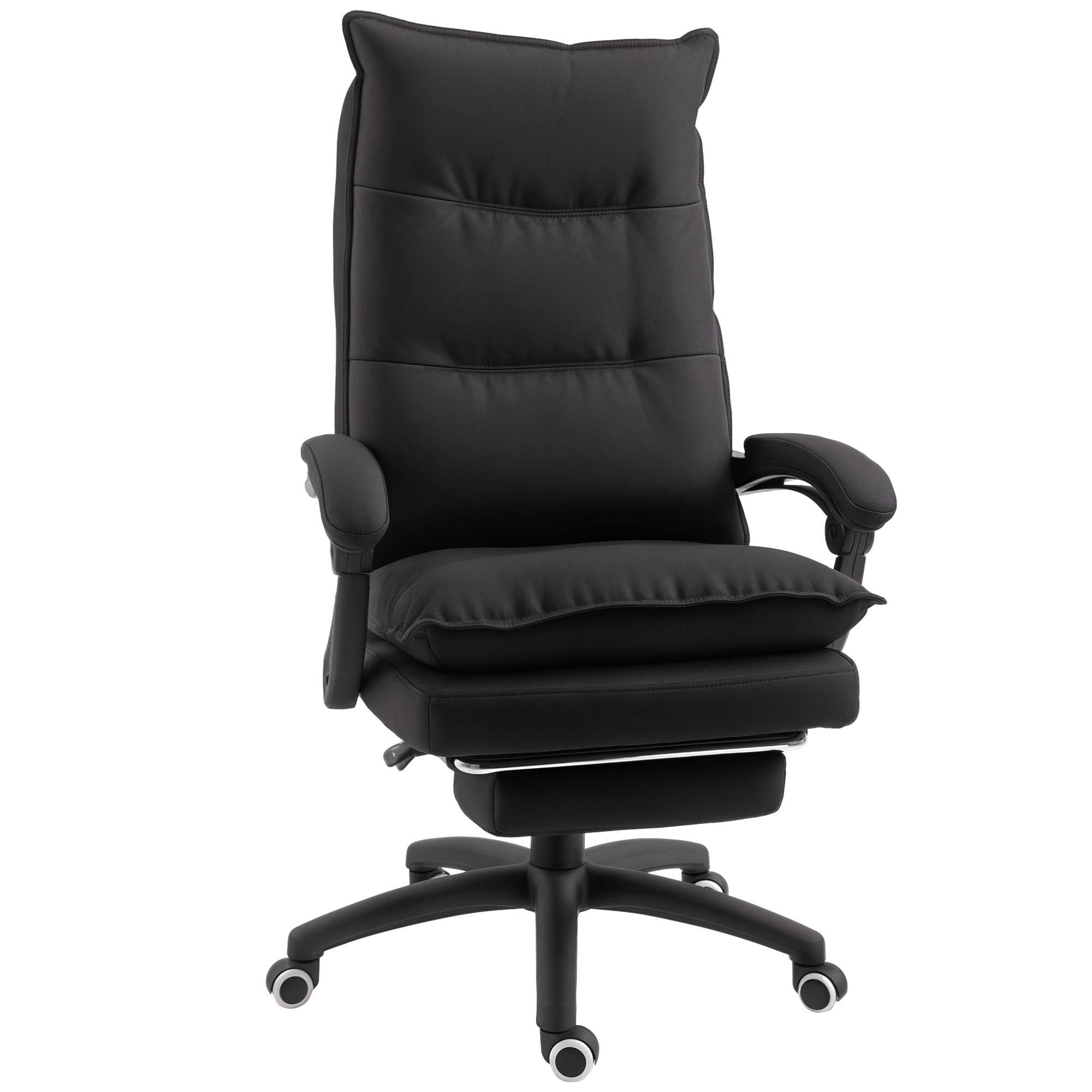 Bürostuhl mit Massagefunktion, Ergonomischer Schreibtischstuhl mit Liege- & Drehfunktion, mit Fußstütze, Schwarz