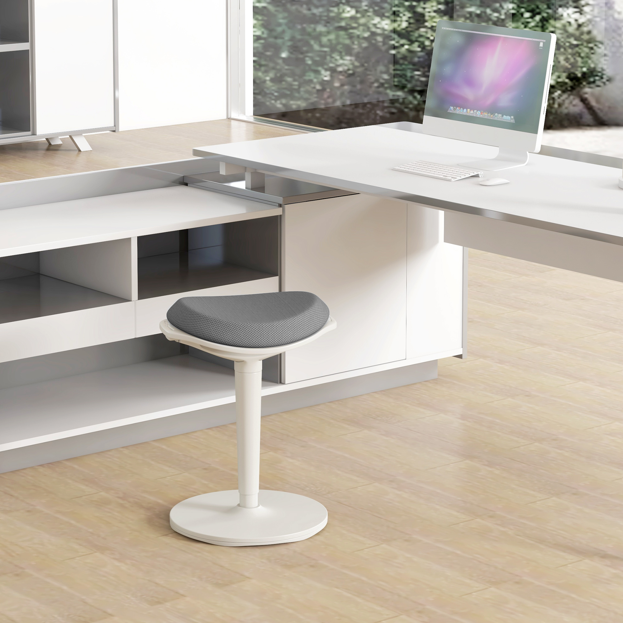 Bürohocker, ergonomischer Stehhocker, höhenverstellbar, bis 120 kg, 42,5 x 35,5 x 56,5-71,5 cm, Grau