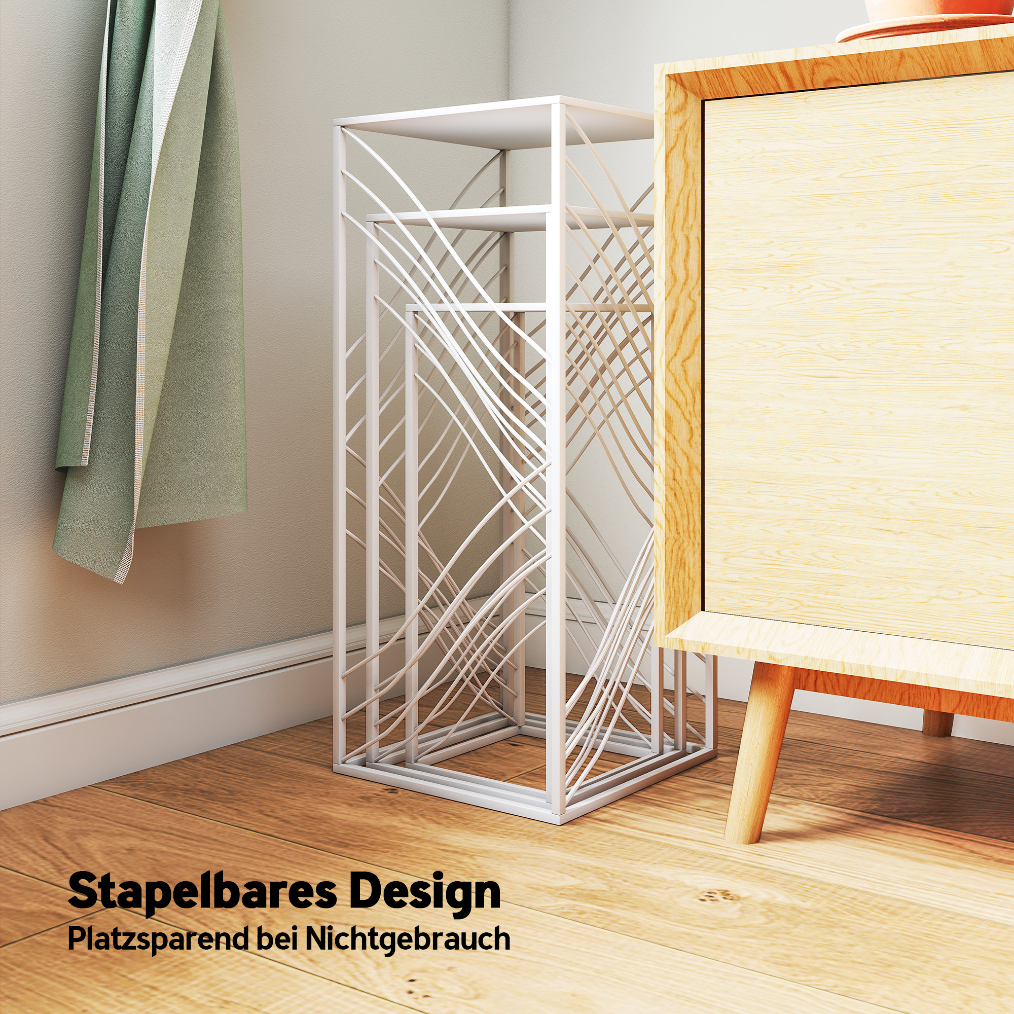 3er-Set Pflanzenständer, 50/60/70 cm hoch Blumenständer, stapelbar Pflanzenregal aus Metall Weiß