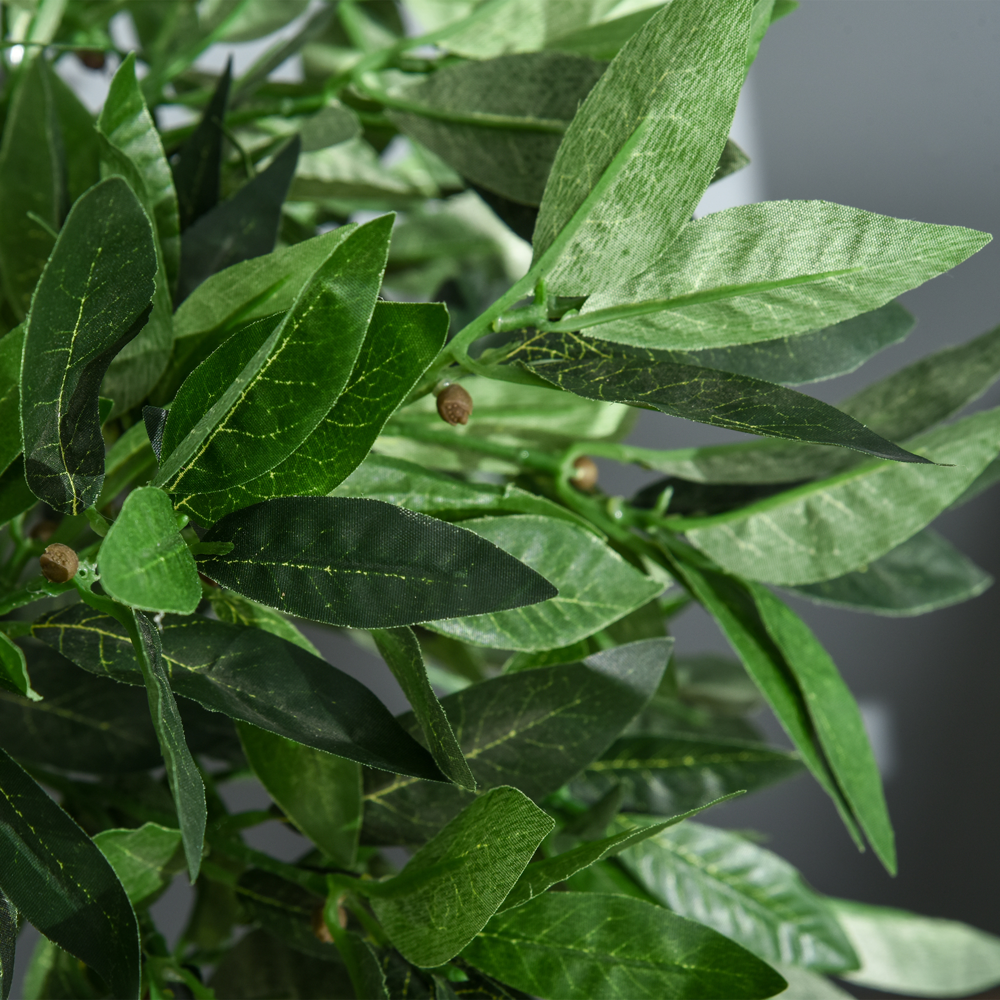 2er-Set künstlicher Lorbeerbaum, 90 cm, Kunstpflanzen im Zementtopf, Kunststoff-Pflanzen für drinnen und draußen, Grün