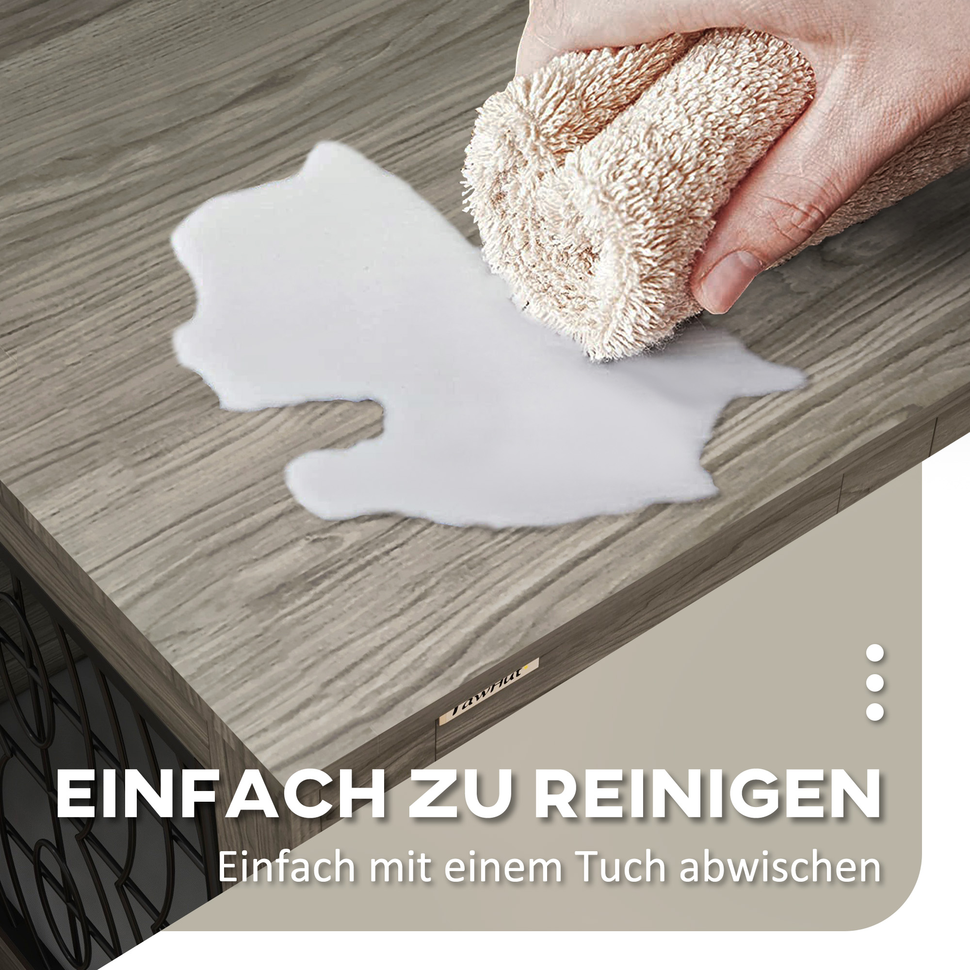 Hundebox mit Liegekissen, bis 20kg/50cm Körperlänge, Metall, 80x56x63cm, Grau/Holzdekor