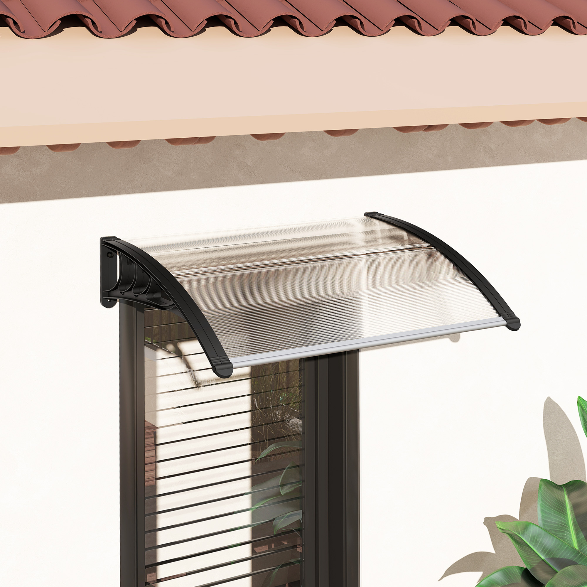 Vordach Haustürvordach 100 x 75 cm Pultvordach Überdachung Polycarbonat Transparent