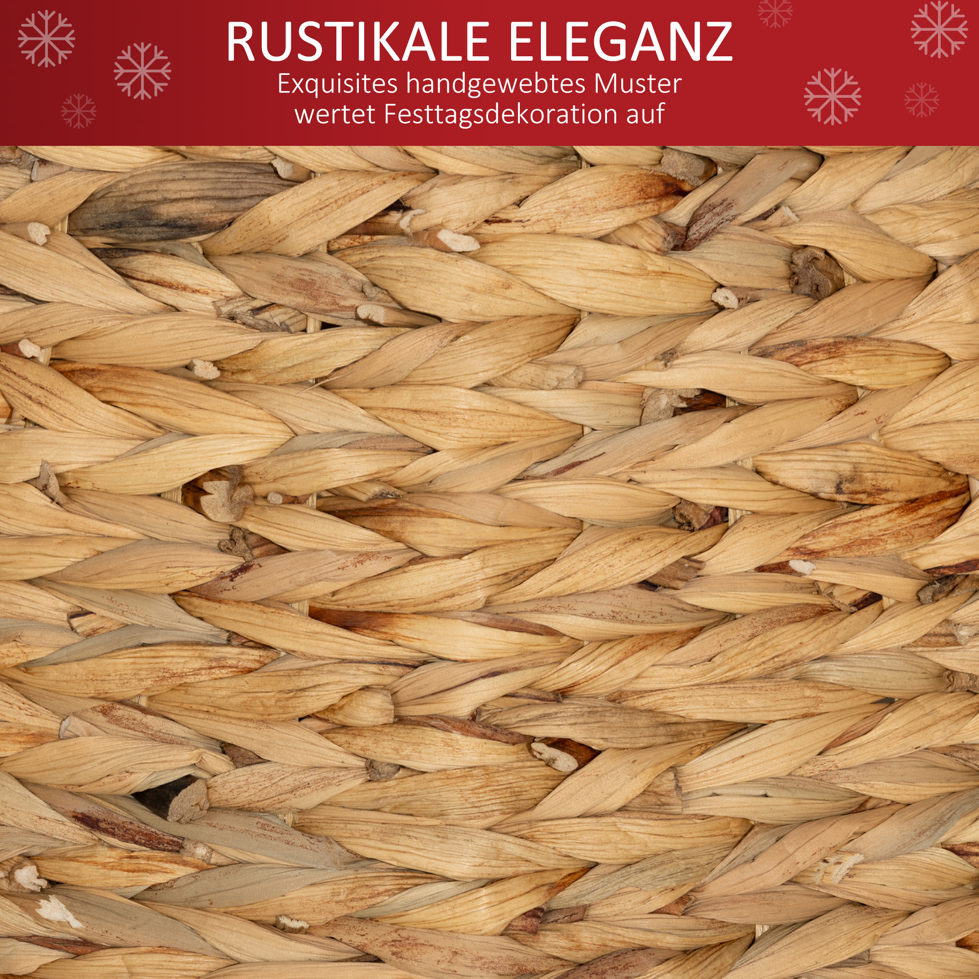 Ständerverkleidung für Weihnachtsbaum, rustikal, Flechtmuster, Wasserhyazinthe, Metallverstärkung