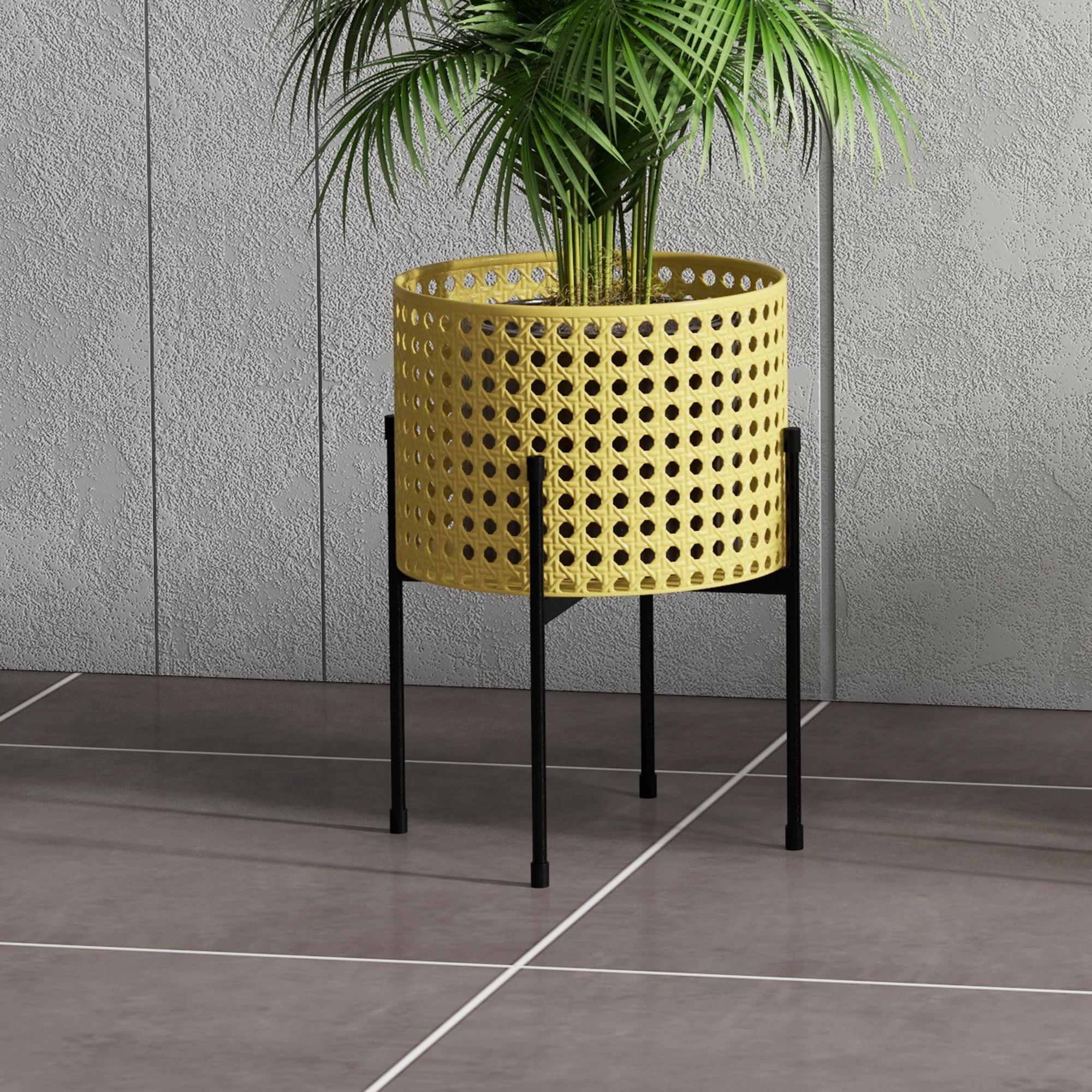 Blumenständer, 3er-Set, rostfreies Metallgestell, In- und Outdoor, Schwarz/Gold