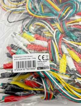 Prüfkabel-Set mit Kroko-Klemmen, je 45cm, verschiedene Farben, 10-teilig