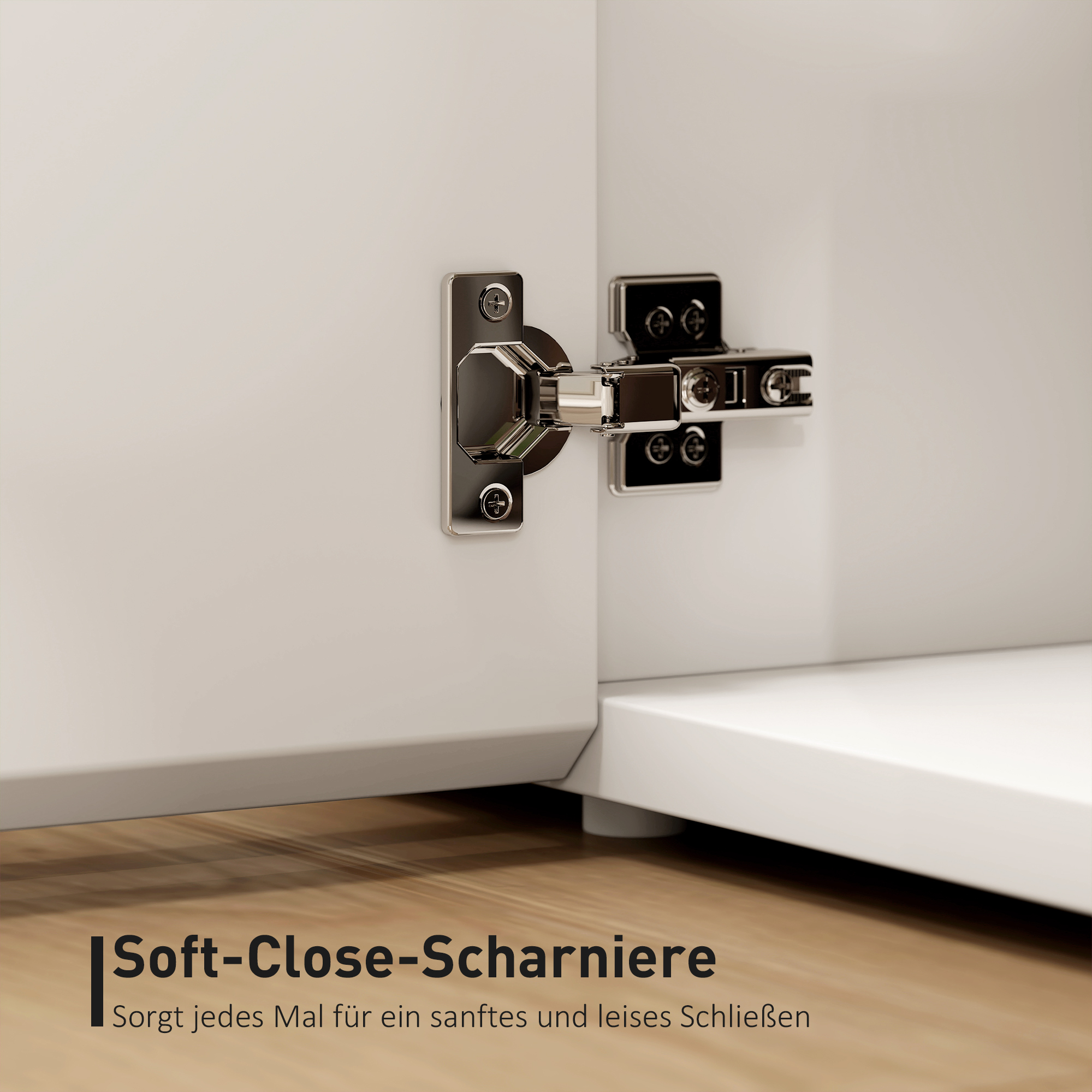 TV-Kommode für 65-Zoll-Fernseher, Fernseh-Schrank mit Soft-Close-Türen, anpassbare Regale, Kabellöcher, für Wohnzimmer, Weiß