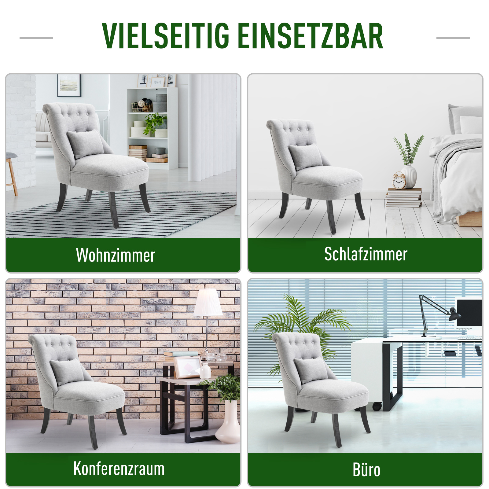 Sessel Wohnzimmer Relaxsessel Loungesessel Ruhesessel mit Rückenkissen, Holzbeine, Lesesessel mit Leinenoptik, Polstersessel für Schlafzimmer, Grau