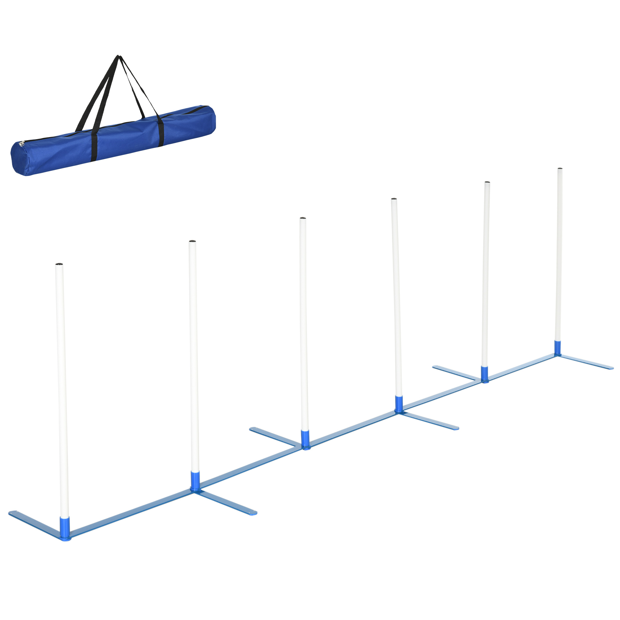 Agility Set Hunde 6-teiliges Agility-Ausrüstung für Hundetraining klappbar Steckhürdenset mit 6 Slalomstangen Tragetasche Trainingszubehör Koordinationstraining Agilityset für Spiele Training
