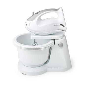 Handmixer | 200 W | 5 Geschwindigkeitsstufen | Turbo Funktion | Schüssel drehen / 2 Knethaken / 2 Quirle | Grau / weiß