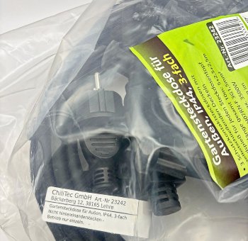 Gartensteckdose für Außen, IP44, 3-fach, Einzelsteckdosen, 5+2,5+2,5m