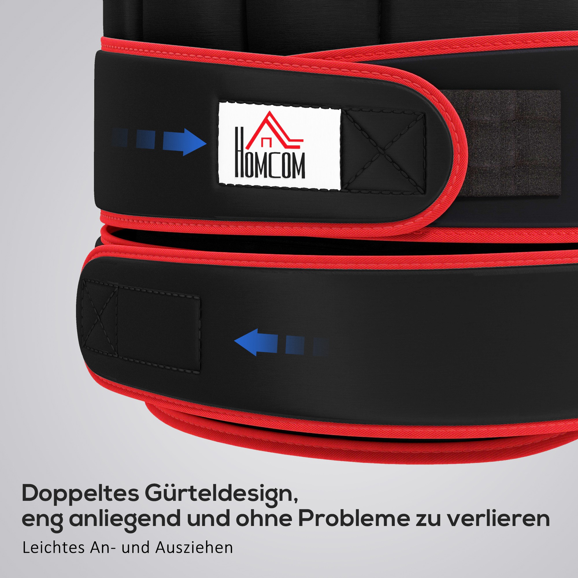 20 kg Trainingsweste Gewichtsweste mit doppelten Gurten verstellbar Krafttraining Fitness Oxford Metall-Sand Schwarz+Rot 60 x 50 cm