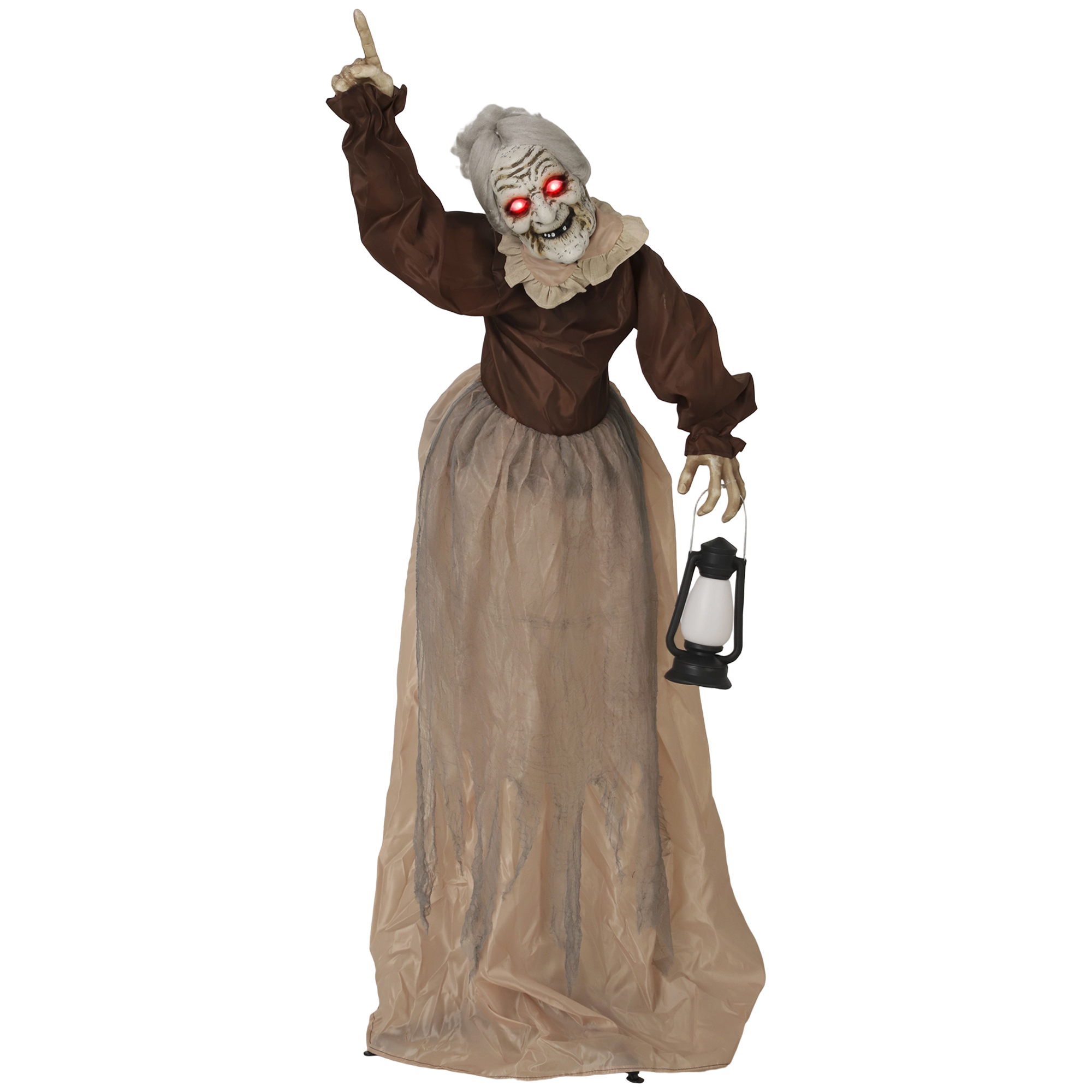 150 cm Halloween Dekoration Halloween Hexe mit LED-Lichter, Soundfunktion verstellbare Arme, Kopf