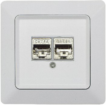 MILOS Netzwerk-Dose 2x CAT6 / inkl. Rahmen, UP, matt weiß