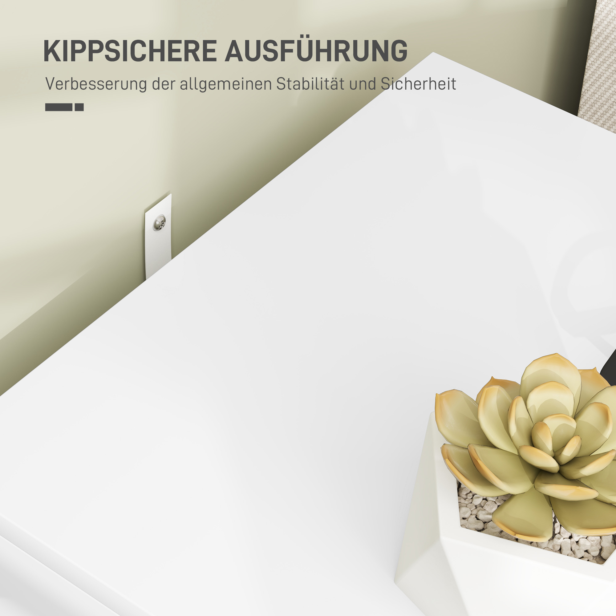 Nachttisch mit 2 Schubladen, elegante Metallgriffe in Gold, 40 x 40 x 50 cm, Weiß