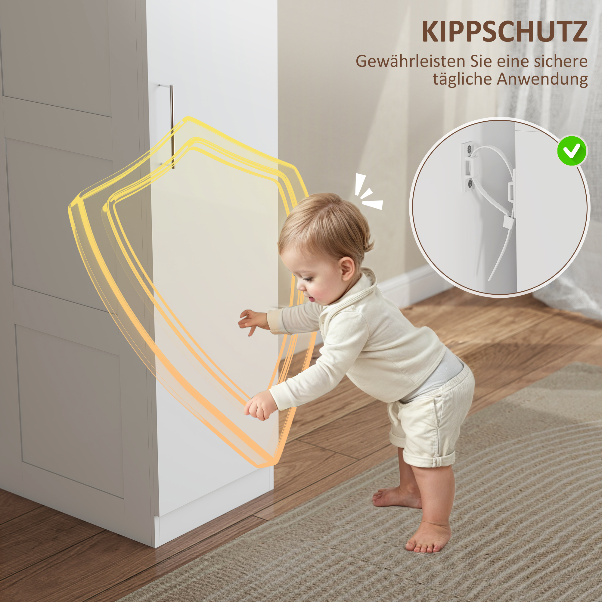 Kleiderschrank Mehrzweckschrank mit Kleiderstange, Regal, Soft-Close-Tür 40 x 52 x 180 cm Weiß