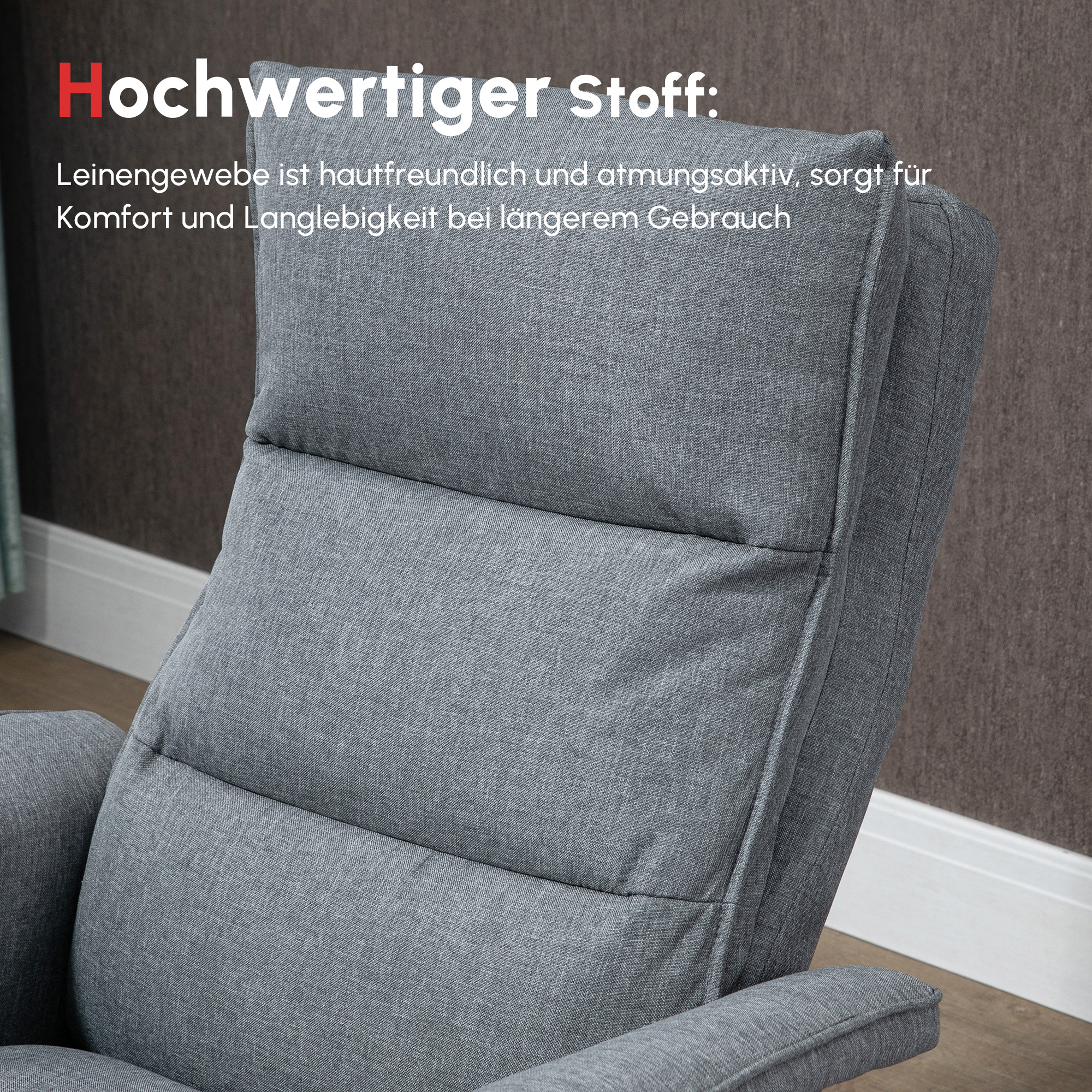 Massage-Bürostuhl mit Fußhocker, 8 Vibrationsköpfe, 1 Fernbedienung, 1 Seitentasche, Grau