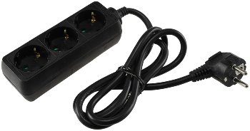 Schutzkontakt-Steckdosenleiste 3-fach, 3600W, 1,4m Kabel, schwarz