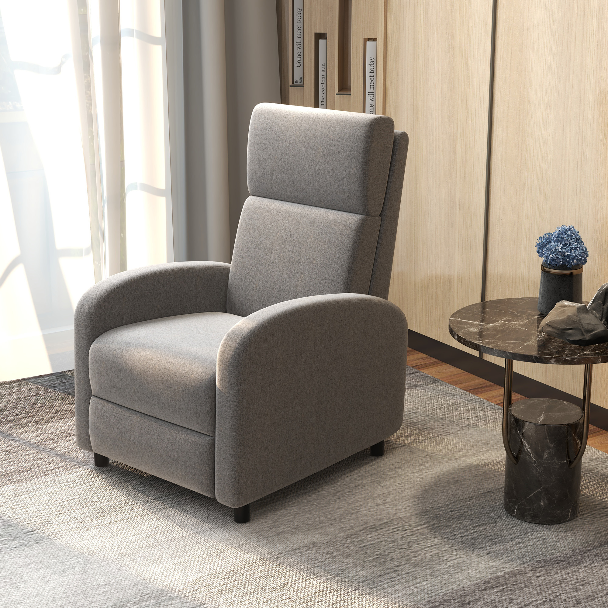 Relaxsessel Fernsehsessel, ausklappbare Fußstütze, neigbar bis zu 160°, 64 x 86 x 102 cm, Grau