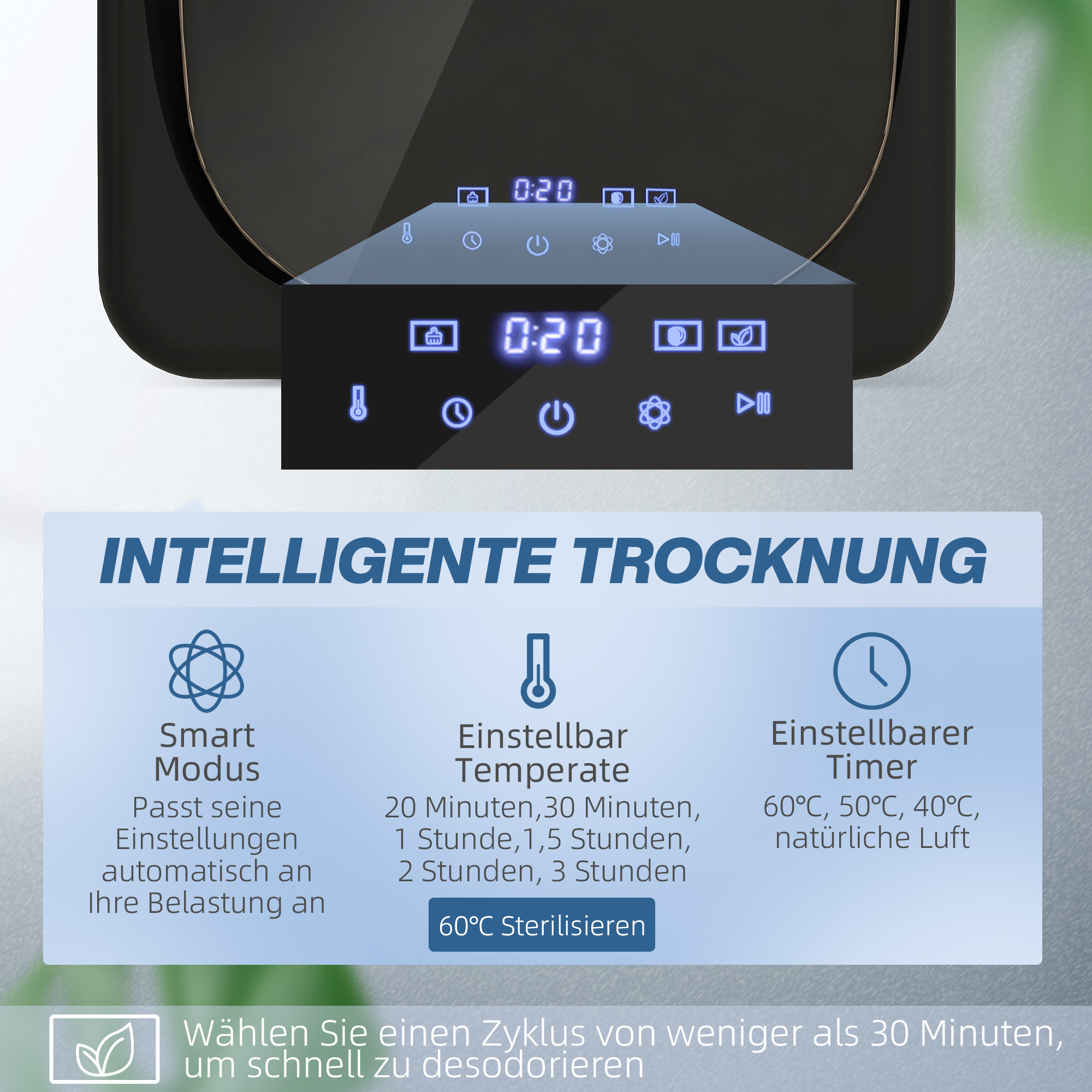 Wäschetrockner mit UV-Desinfektion, kompakte Bauweise, 4 kg Kapazität, Edelstahl, Schwarz