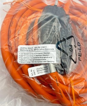 Verlängerungskabel 10m, IP44, Orange, H07RN-F 3G1,5 , Stecker / Kupplung