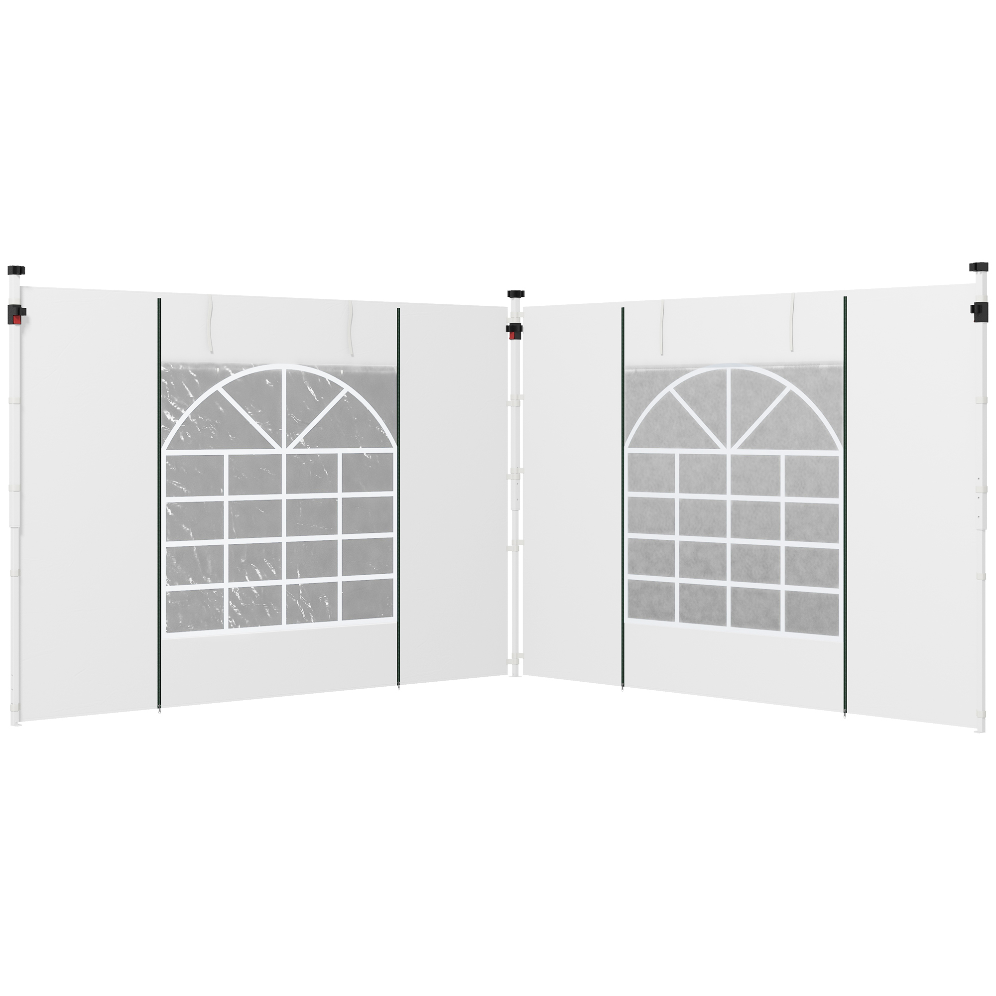 Pavillon-Vorhänge, 2er-Set, für 3x6m oder 3x3m Gartenpavillons, mit Fenstern und Türen, Weiß
