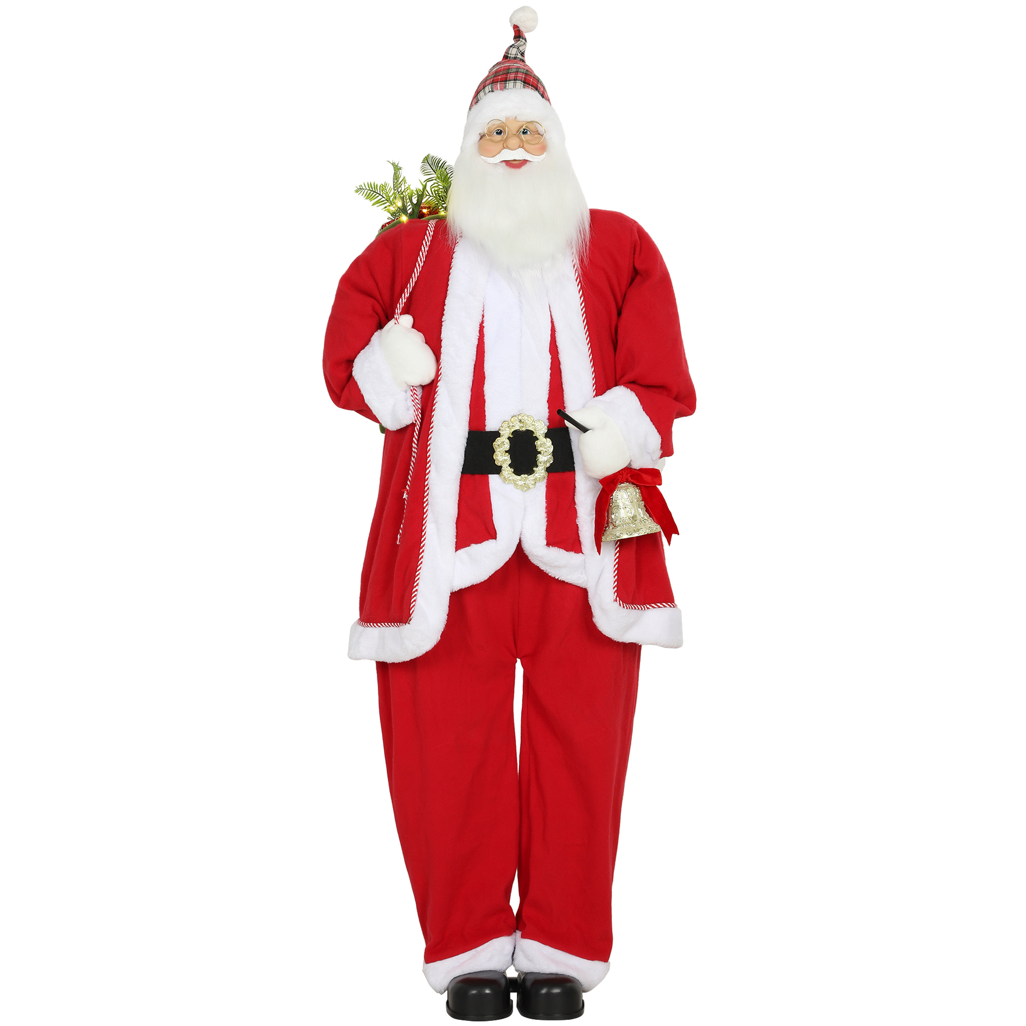 Weihnachtsmann 1,6 m stehende Weihnachtsmann mit Geschenk- und Weihnachtsglocken Soundfunktion