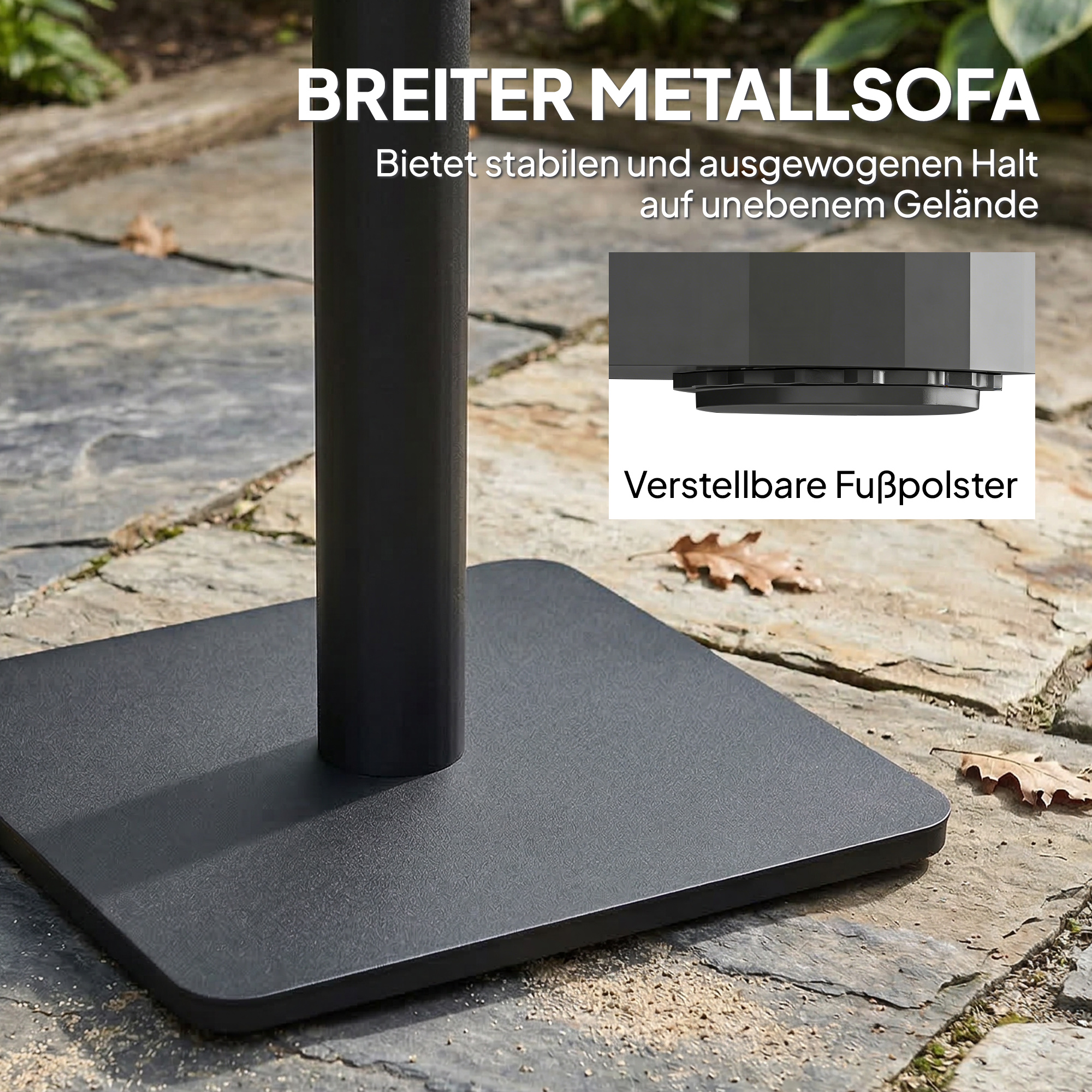 Beistelltisch 70 x 70 cm wetterfest Gartentisch mit Holzoptik Breite Basis, Quadratisch Naturholz