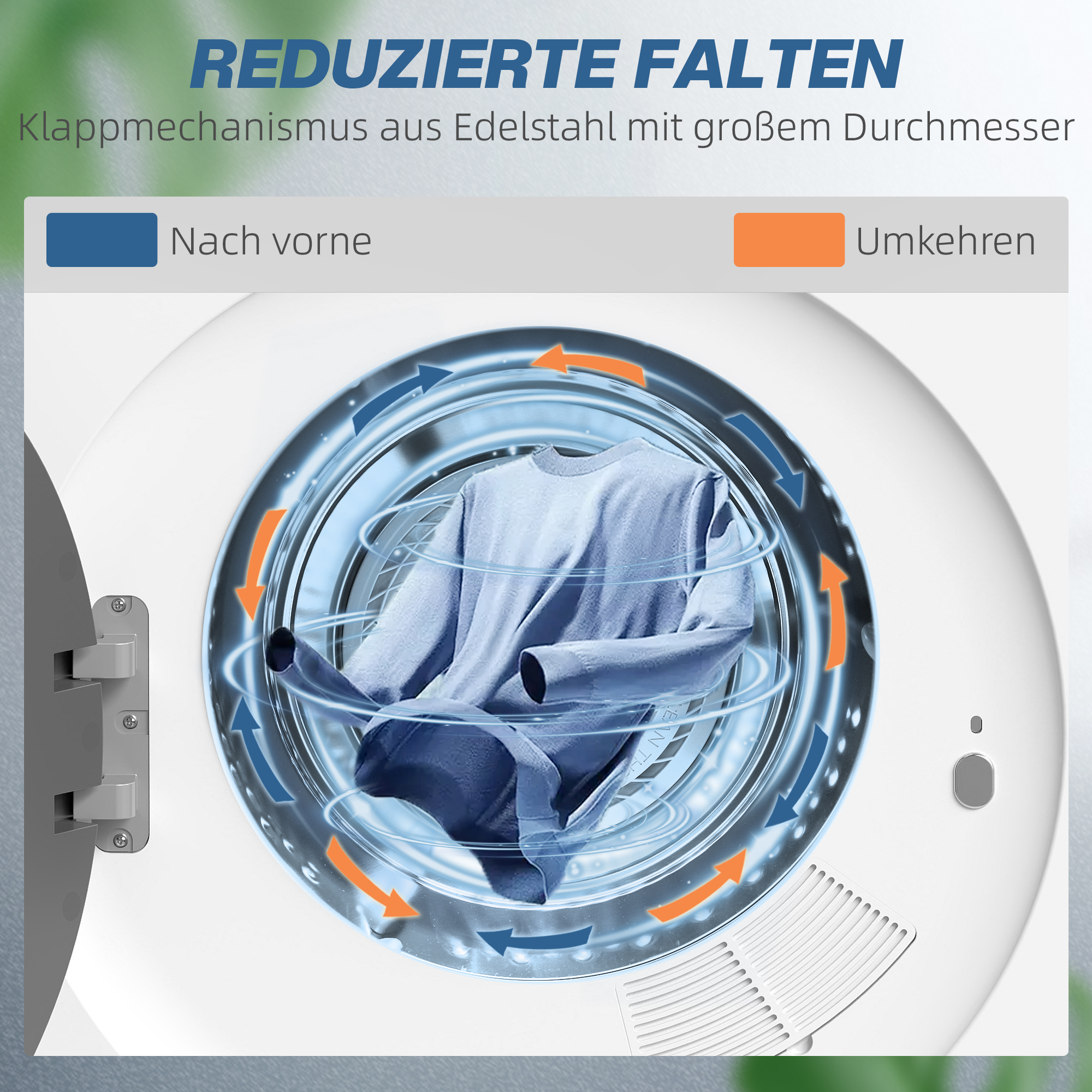 Ablufttrockner, 4 kg Frontlader-Wäschetrockner mit Edelstahltrommel, 800W Kompakt Freistehend, Weiß