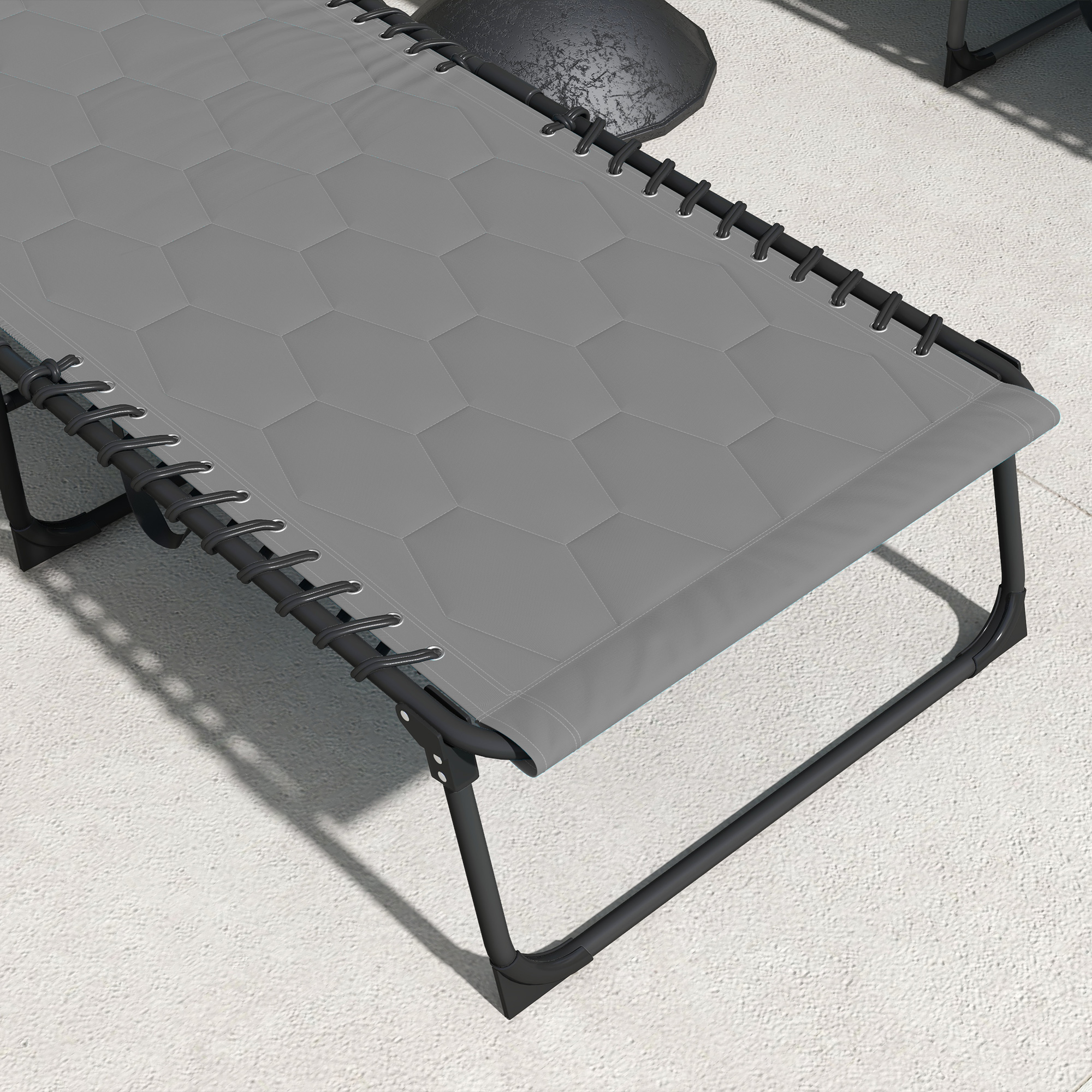 Sonnenliege Liegestuhl Gartenliege, klappbar, inkl, Kissen, wetterbeständig; 188 cm x 65 cm x 36 cm, Grau + Schwarz