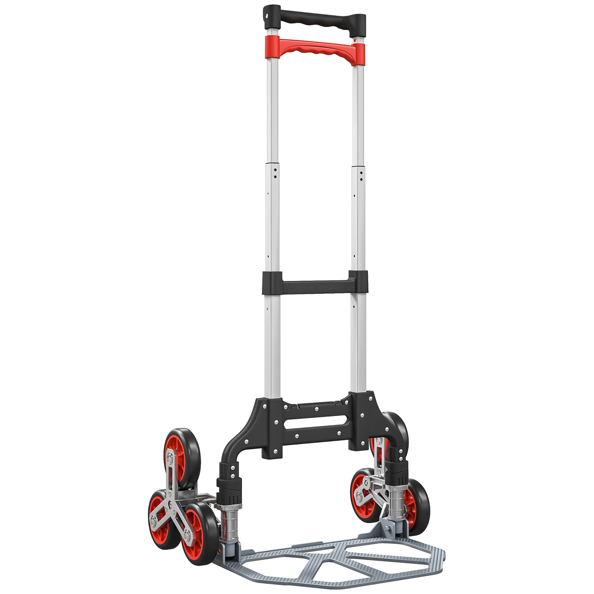 Faltbarer Treppensteiger-Trolley, 6-Rad-System, trägt 70 kg, Aluminium, Rot