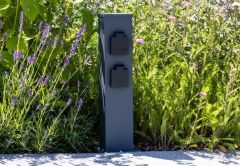 Steckdosensäule 4-fach, IP44, Anthrazit / 250V~/ 16A, 13x13x40cm