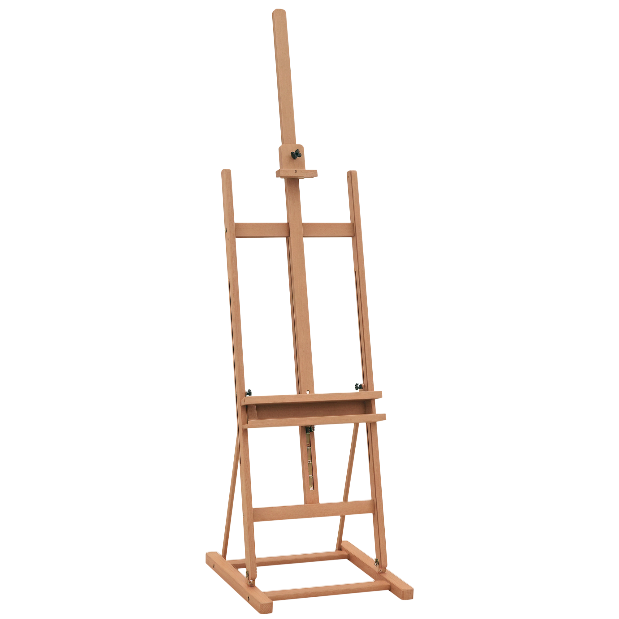Staffelei Keilrahmen Atelierstaffelei Höhen- und Winkelverstellbar mit Ablagefach Buchenholz Natur 53 x 50,5 x 171-230 cm