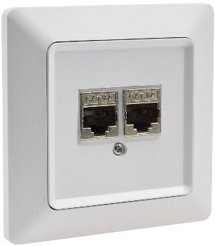 MILOS Netzwerk-Dose 2x CAT6, inkl. Rahmen, UP, matt weiß