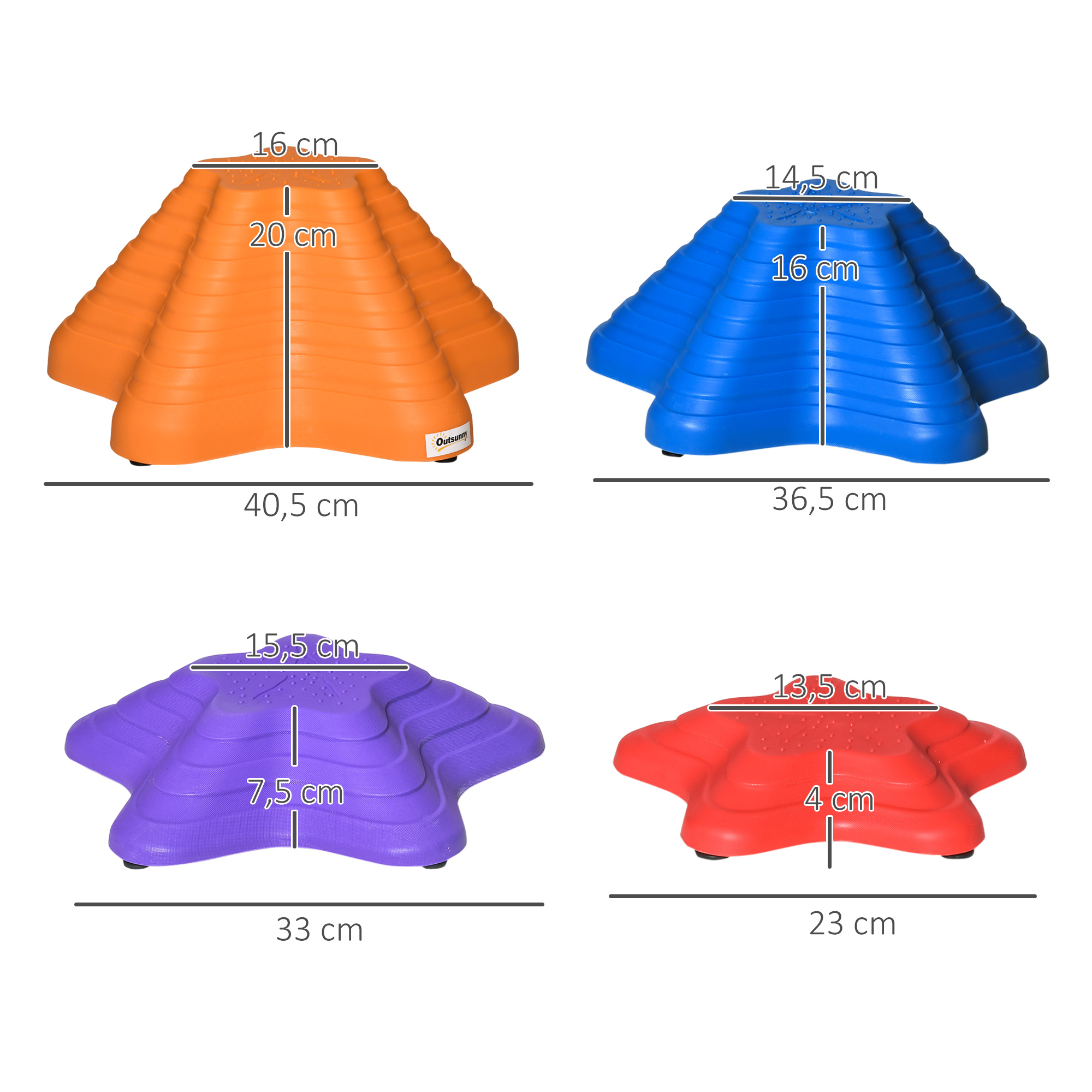 Balance-Steine, Trittsteine, 11 Stück, stapelbar, rutschfest, robust, für innen und außen, belastbar bis 80 kg