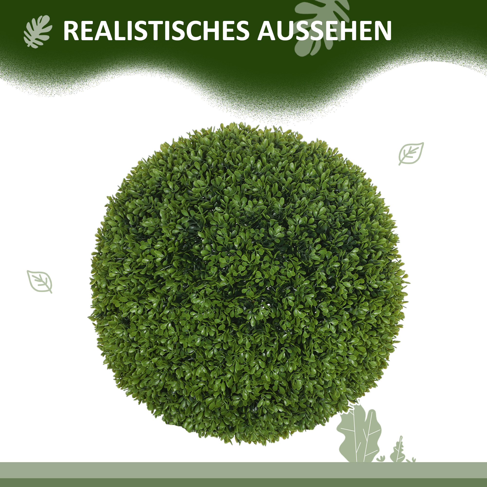 2er-Set Buchsbaumkugel, Künstliche Pflanzen, Zimmerpflanze mit UV-Schutz, Deko-Pflanze, für Indoor, Outdoor, Grün