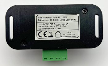 Bewegungsmelder 12-24V=, 6A, IP20, bis 8m Reichweite, 60°, 1-10min