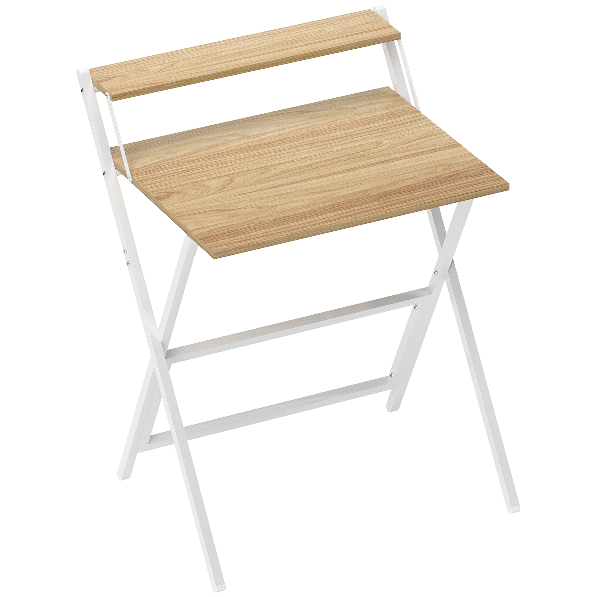 Schreibtisch mit Monitorständer, 70 cm Klappbarer Computertisch für Homeoffice, Kleine Räume, Natur