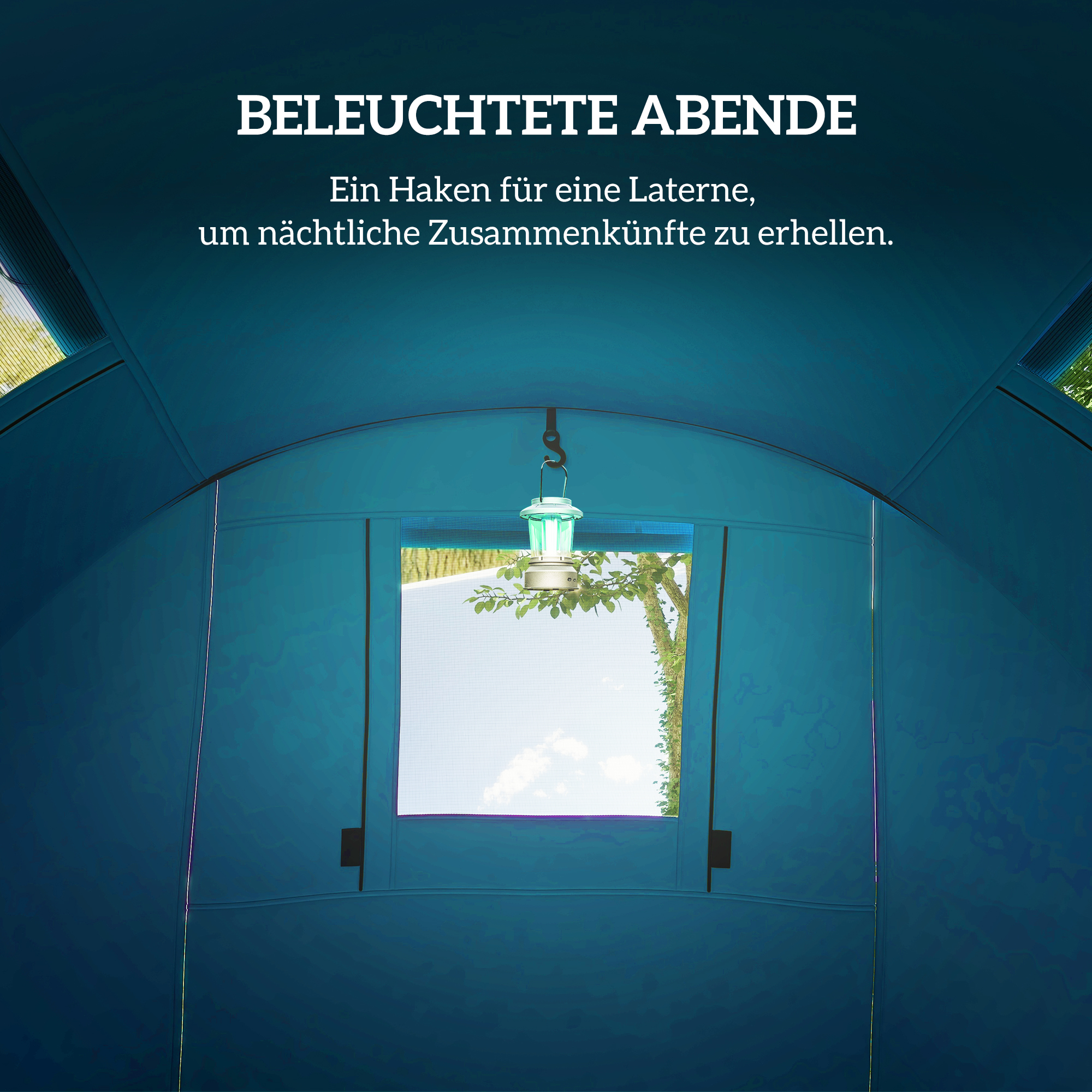 Campingzelt für 3-4 Personen stabil wasserdicht Familienzelt mit Schlafzimmer Wohnzimmer 3000mm Wassersäule Himmelblau