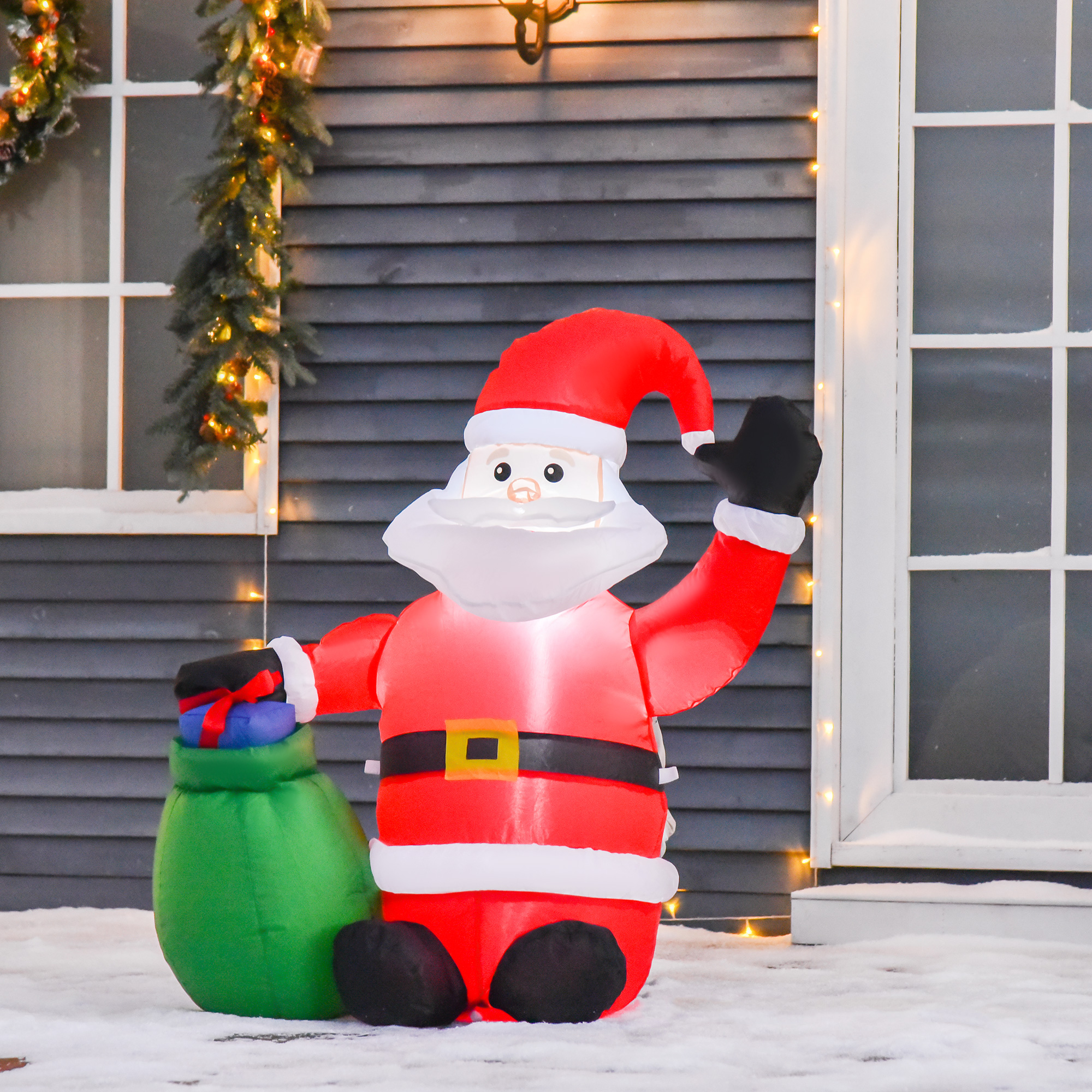 Weihnachtsdeko Aufblasbarer Weihnachtsmann Outdoor-Weihnachtsdekoration, inkl, Gebläse, 1,2 m, Rot + Weiß