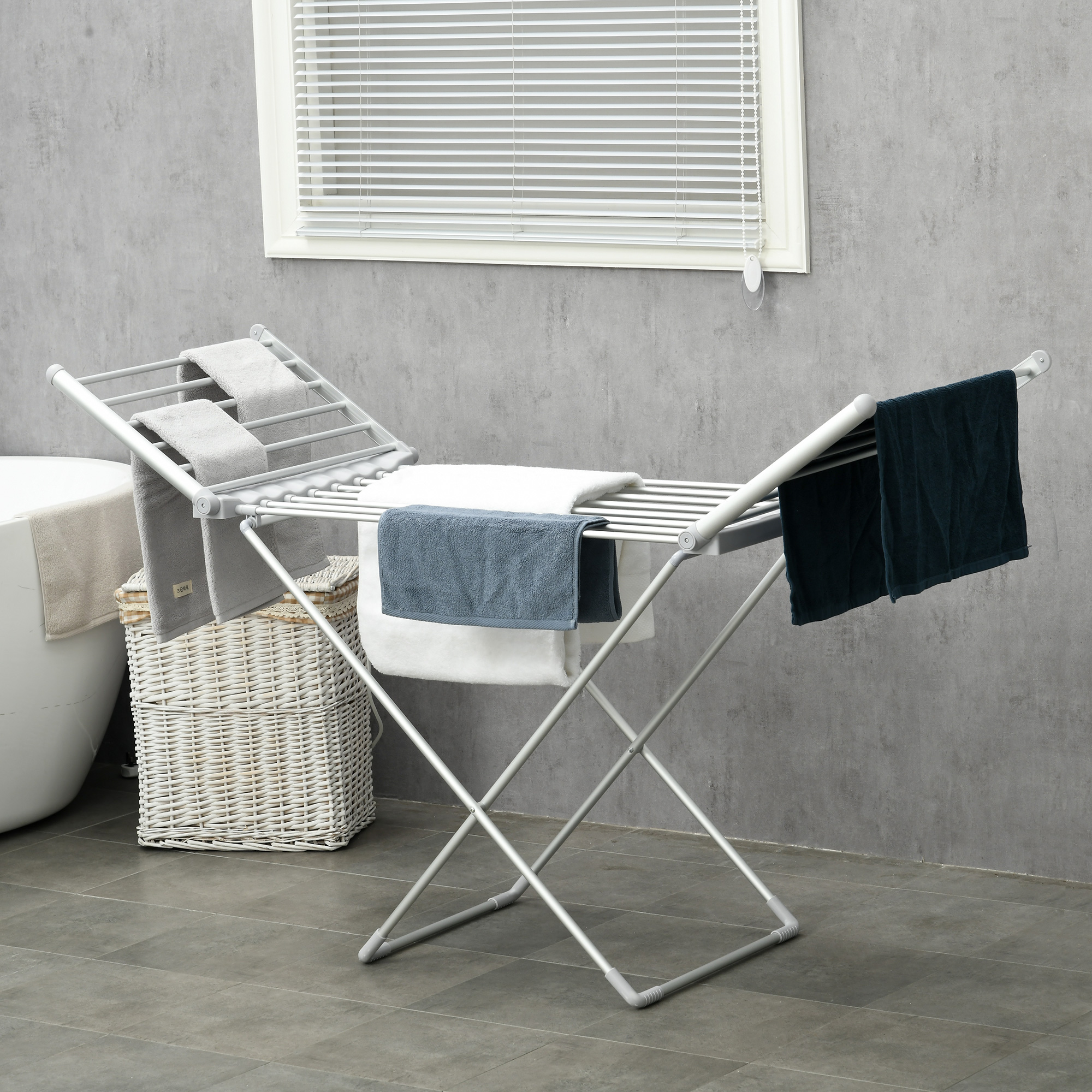 Wäscheständer mit Heizfunktion, 45-55 ?, zusammenklappbar, 144L x 53B x 96H cm