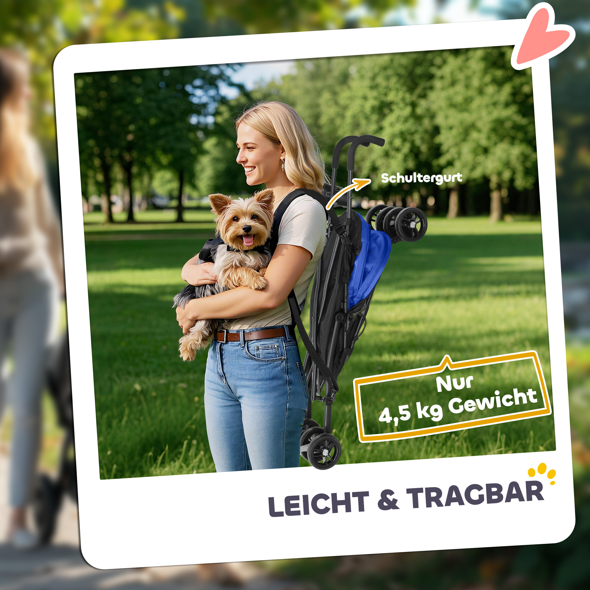 Haustierwagen, Sicherheitsleinen, Netzfenster, 76L x 44B x 103H cm, Dunkelblau