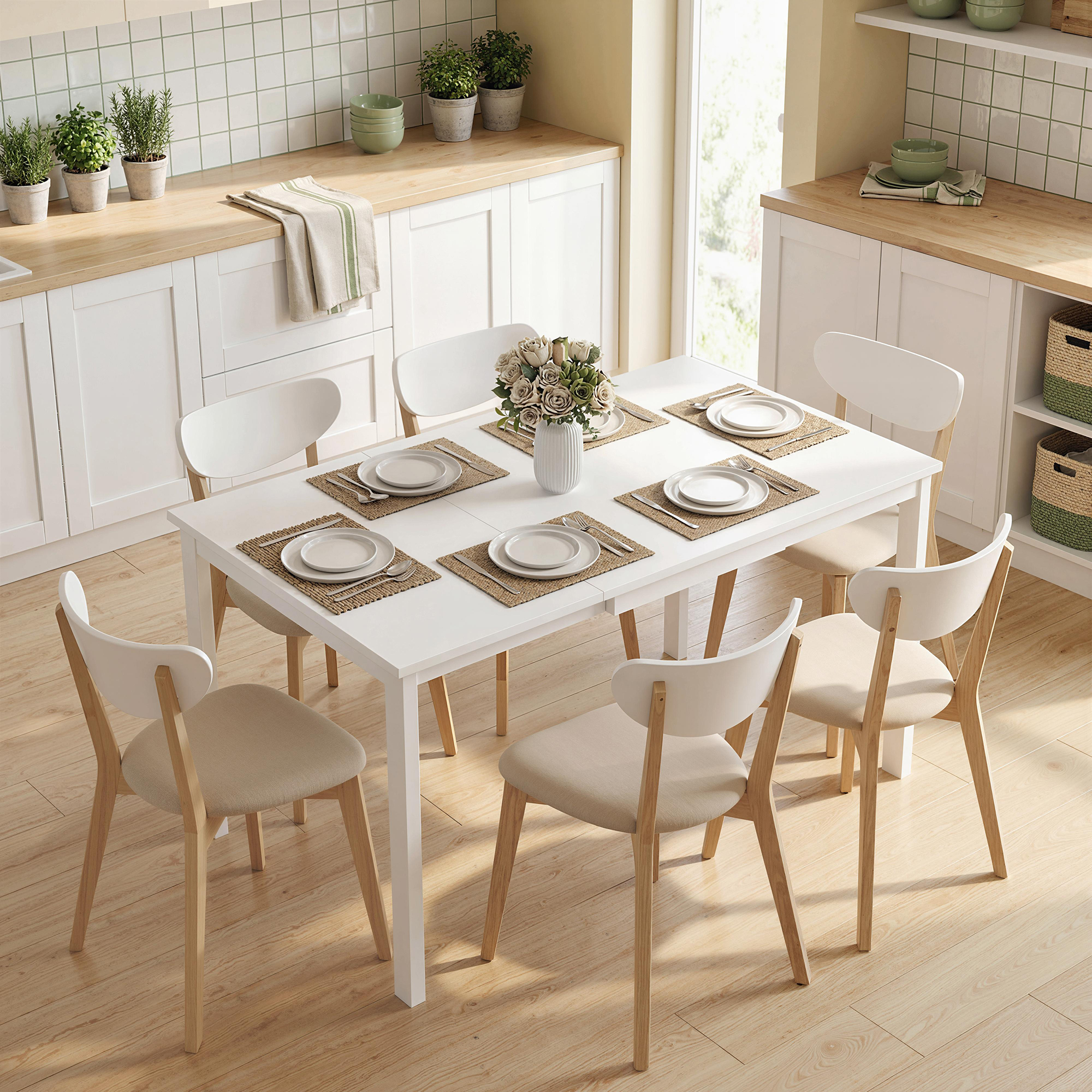 ausziehbarer Esstisch 80-120 cm für 4-6 Personen, Platzsparender Küchentisch mit einfacher Ausziehfunktion, Natur