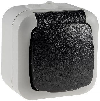 Feuchtraum Steckdose, IP44, 250V~/ 16A, inkl. AP-Rahmen, grau