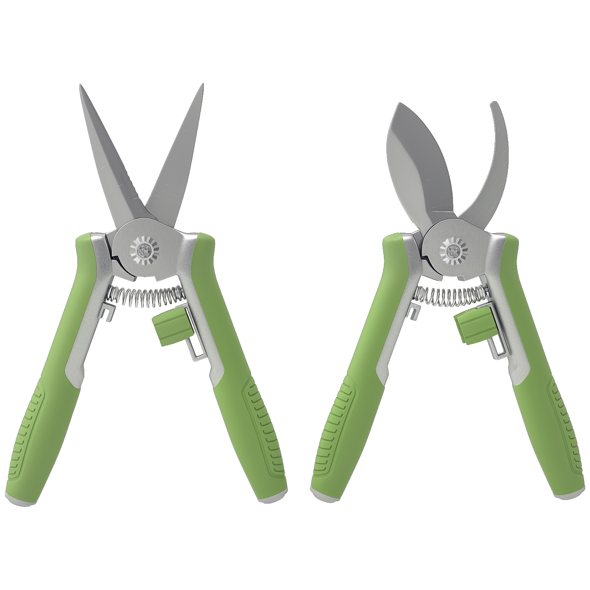 Gartenwerkzeug Set 2 Stück Garten Werkzeug aus Edelstahl Gartengeräte mit Gartenschere Astschere Grün+Silber