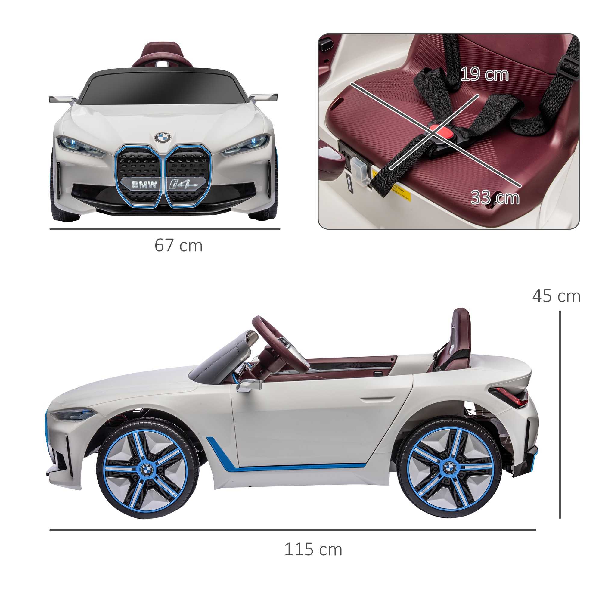 Kinderauto, aufladbarer Akku, 3-5 km/h, mit Fernbedienung, Multimedia-Player, weiß