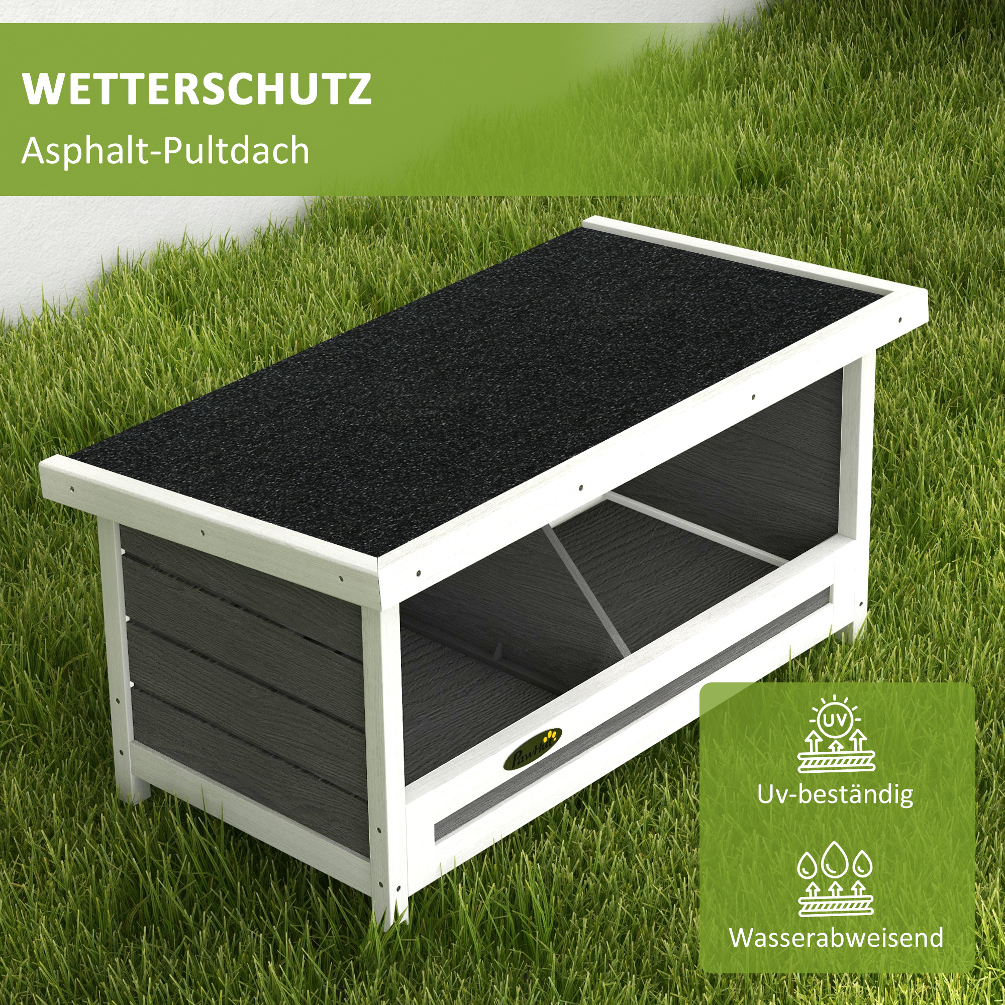 Legenest für Hühner Hühnernest, wetterbeständig, Asphaltdach, 66 x 37 x 34 cm, Natur + Schwarz