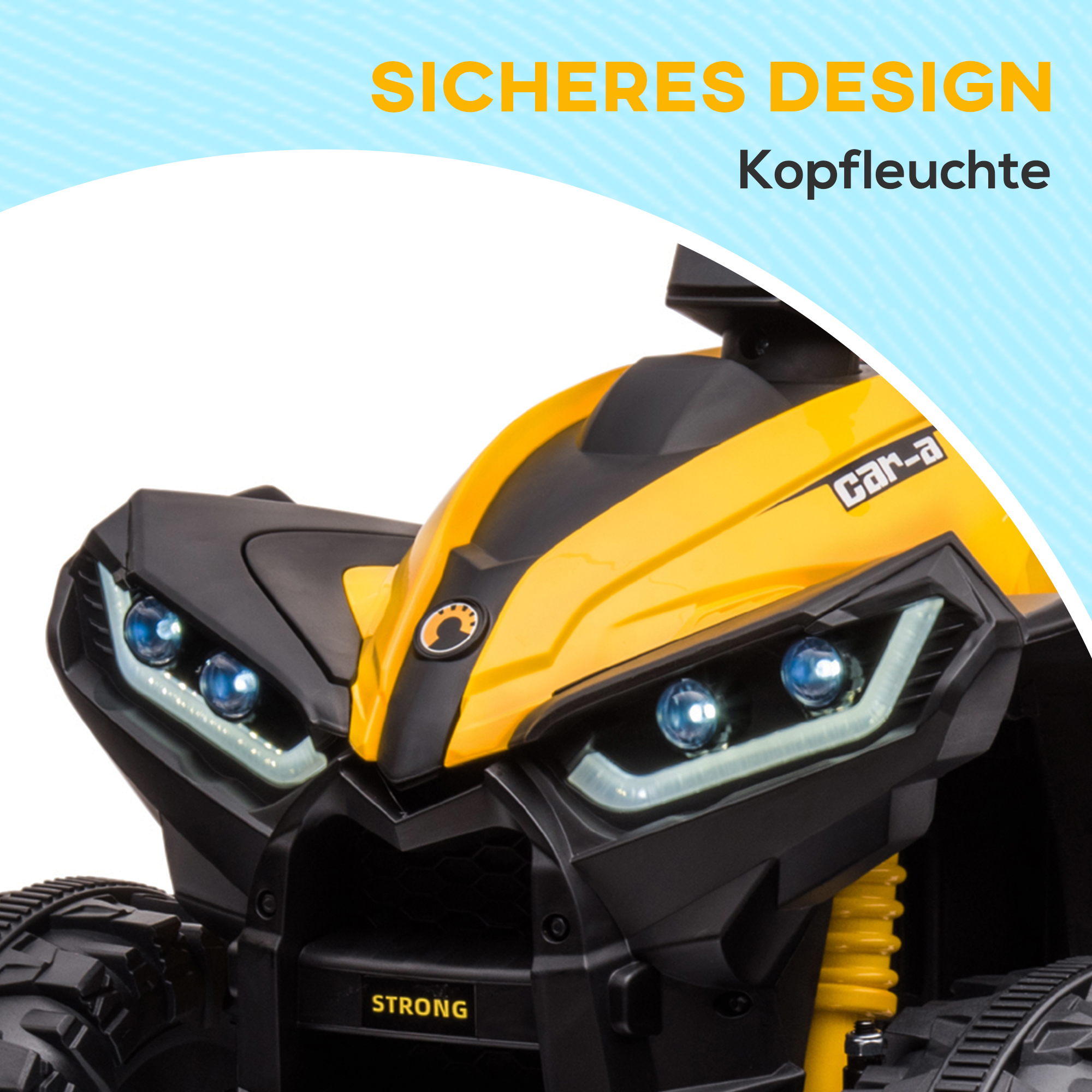 Elektro-Kinderquad, LED-Scheinwerfer, MP3-Player, Stoßdämpfer, ergonomischer Sitz, Gelb+Schwarz